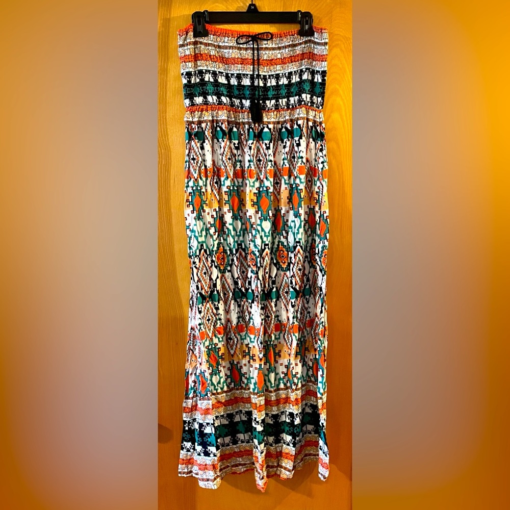 Tribal Print Tube Tip Maxi Dress